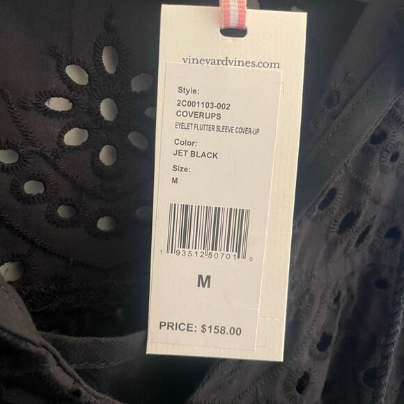 New Vineyard Vines Black Eyelet Swim Coverup Dress Women’s Size Medium R $158 - Picture 3 of 5